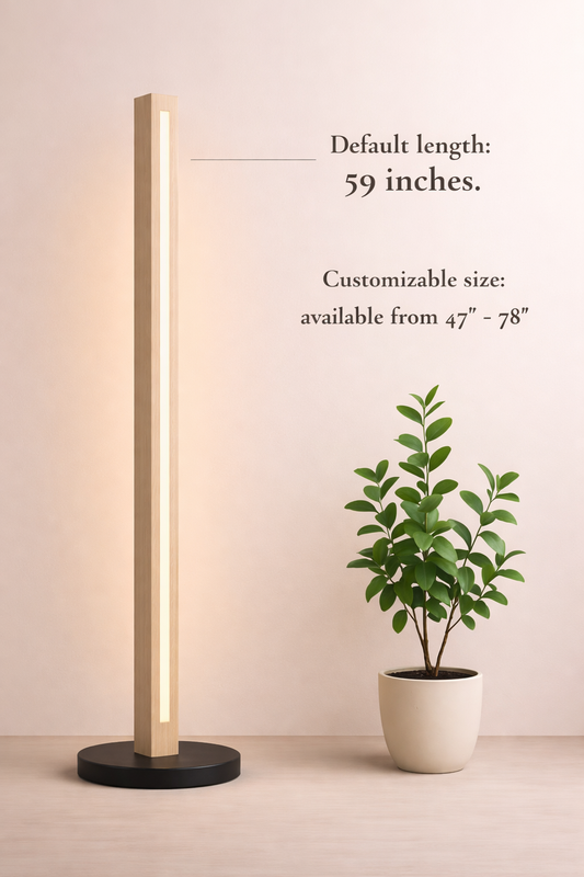 Minimal Wooden LED Floor Lamp – Luxury Ambient Lighting for Modern Homes