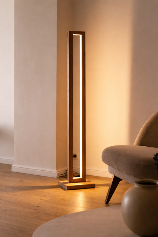 Wooden LED Floor Lamp | Modern Tall Wood Light