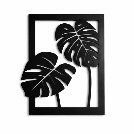 Modern Black Leaf Wooden Wall Art – Minimalist Home Wall Decor