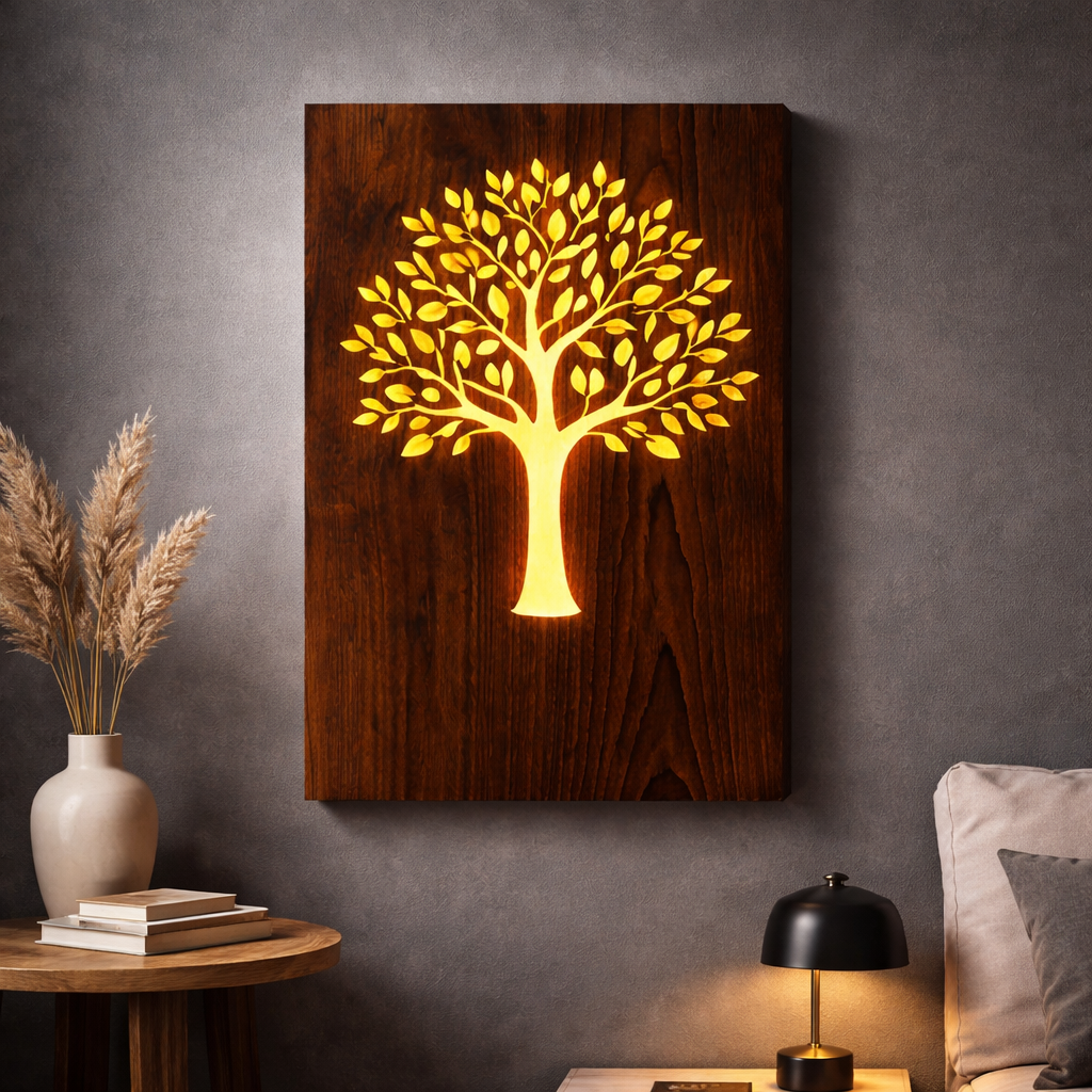 Modern Wooden LED Tree Wall Art | Premium Home Decor